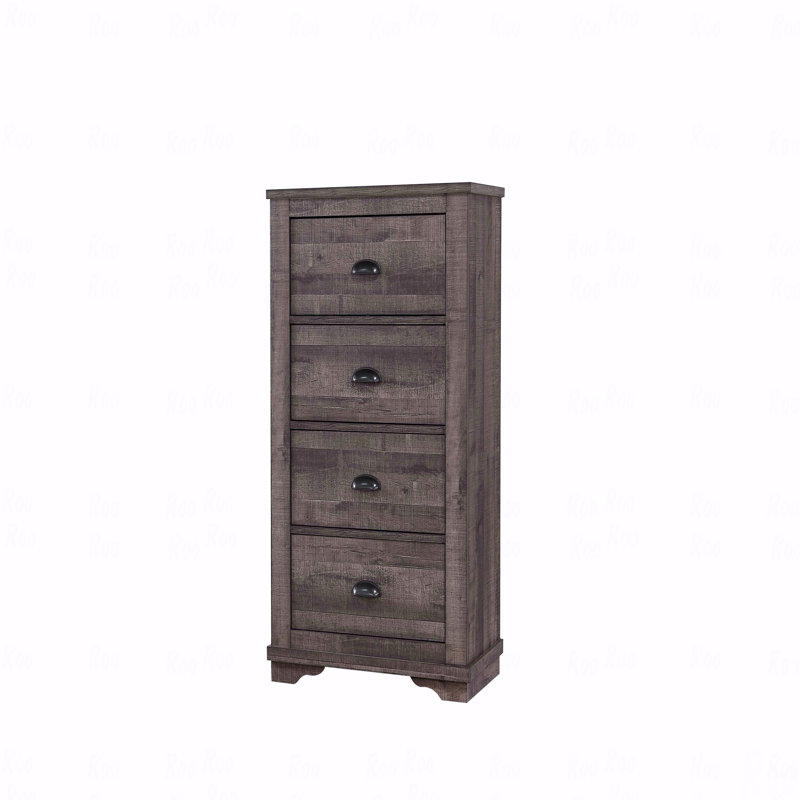 Armoire de chevet contemporaine à 4 tiroirs 1Pc, Gris