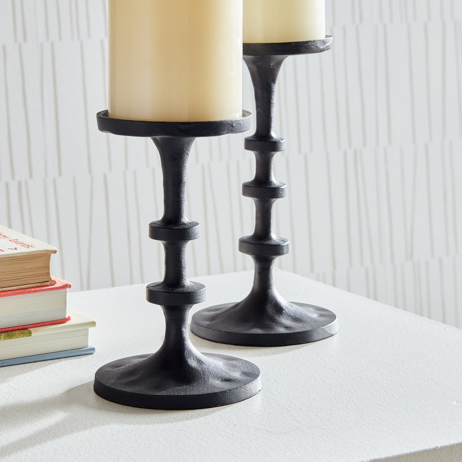 2-Piece Aluminum Candlestick Set, Black