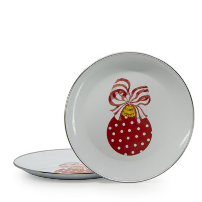 Golden Rabbit Enamelware Ornament 12.5" Chargers, Set of 2