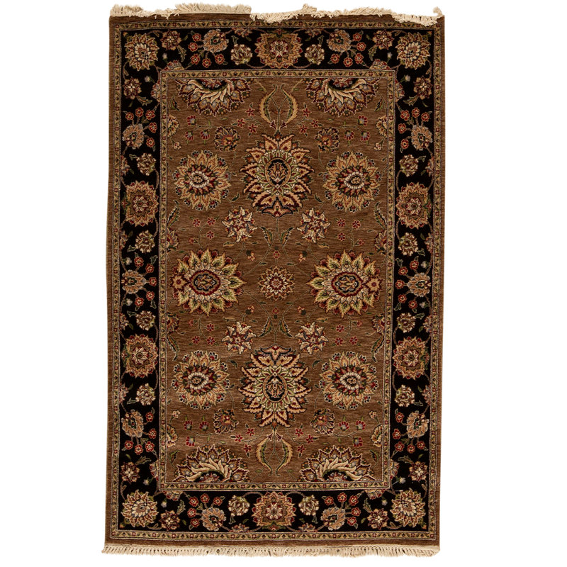 Tapis noir / brun de haute qualité noué à la main