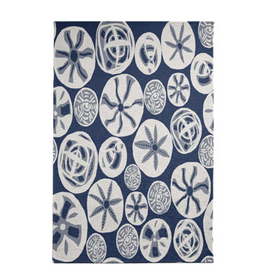Bleu marine/beige à motif géométrique alcesta Tapis décoratif