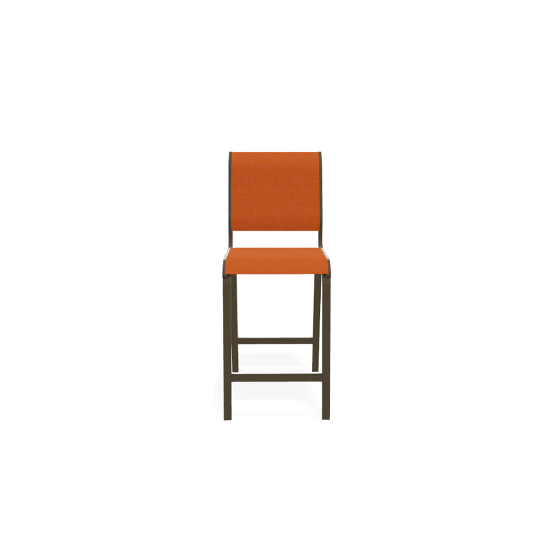 Tabouret de bar 26 po Holna, Bois de plage texturé, Toile Sunbrella® tangerine
