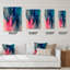Horloge murale abstraite bleue et rose-99635039
