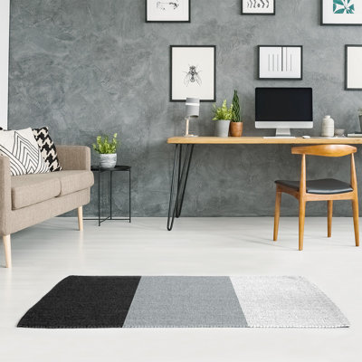 Tapis noir/gris/blanc à tissé plat Baltimore