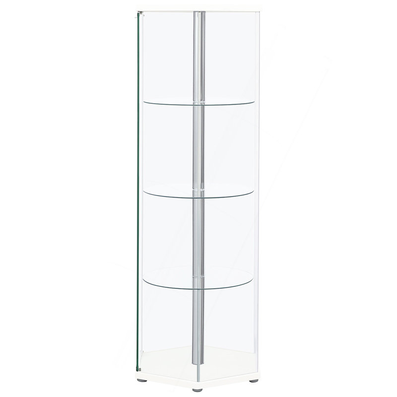 Vitrine hexagonale en verre transparent Tenley, Blanc