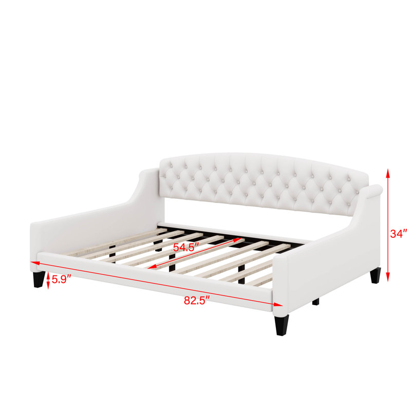 Full Size Modern Luxury Tufted Button Daybed, Beige
