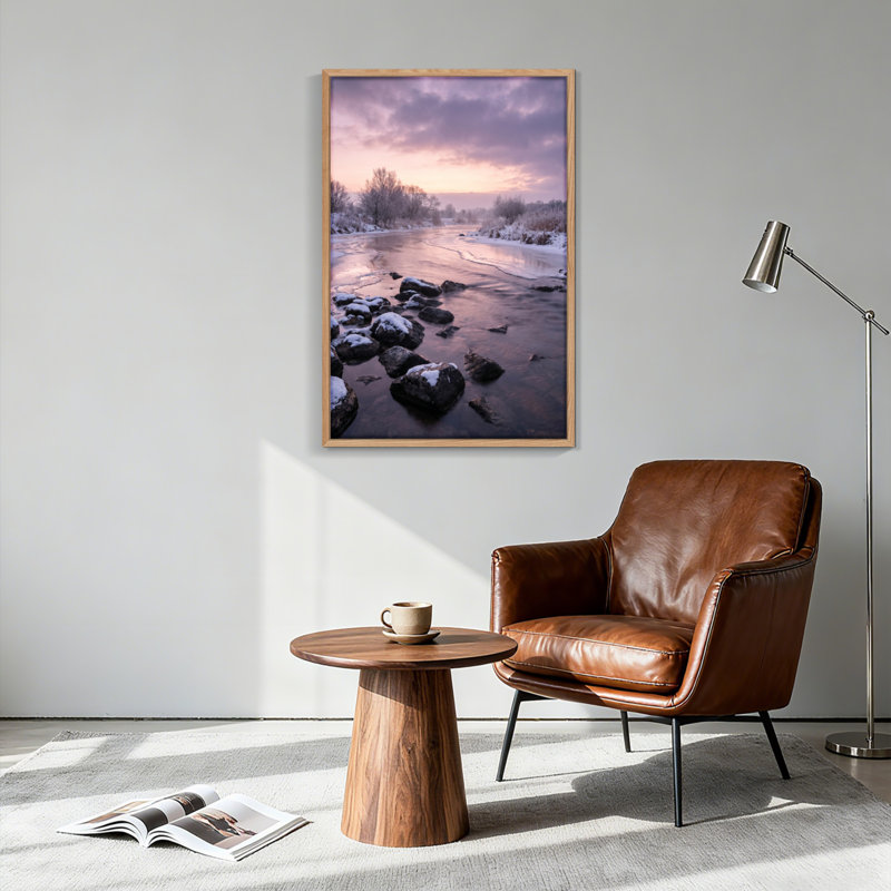 Ensemble de 1 tableau sur toile « Rivière d'hiver », H 48 po x l 36 po, Naturel