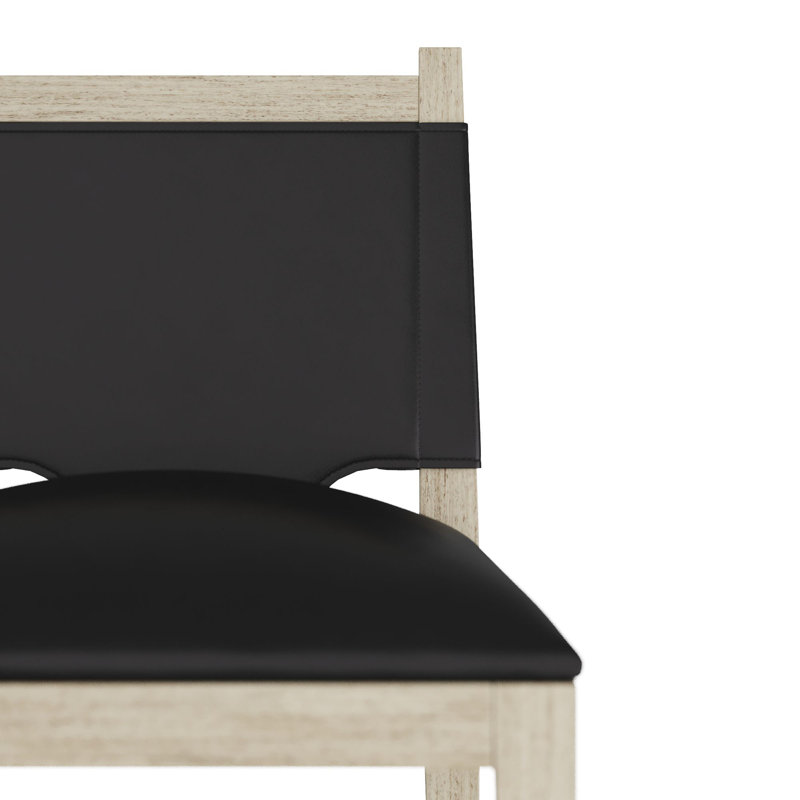 Burdock Bar Stool, Black Leather, Counter Stool (27” Seat Height)