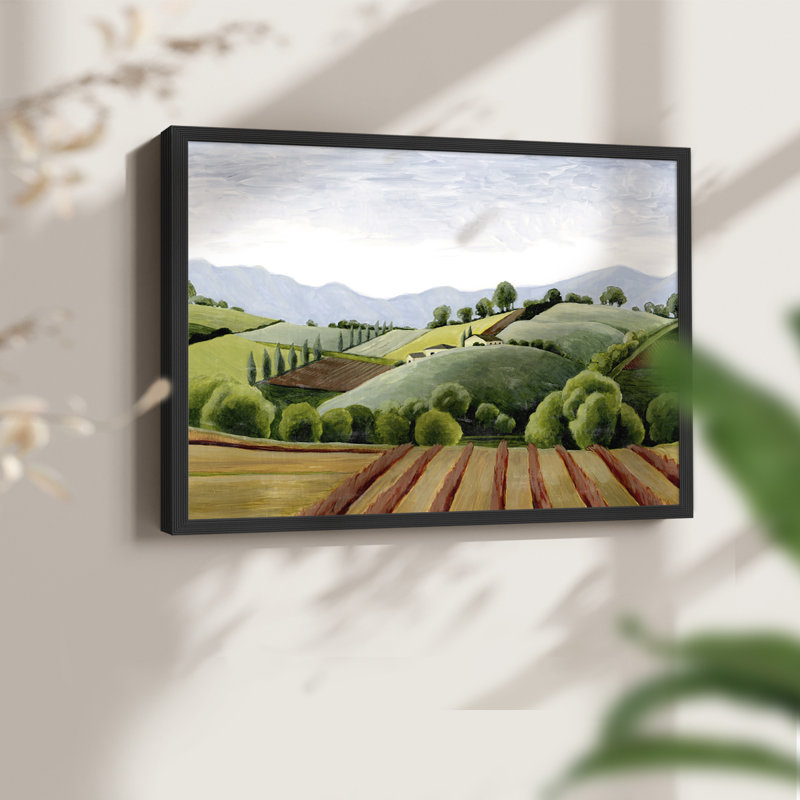 Tuscan Valley Sketch III -Framed Print - Restickable, Noir, noir, noir, noir, H 16 po x l 20 po