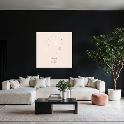 Merry Bright Snowflakes Abstract Contemporary Winter Landscape Wall Art Print 1 Piece Wrapped Canvas Wall Art