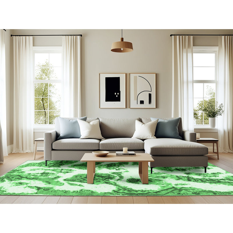 Tapis vert émeraude abstrait 1040, Rectangle 6 pi x 9 pi