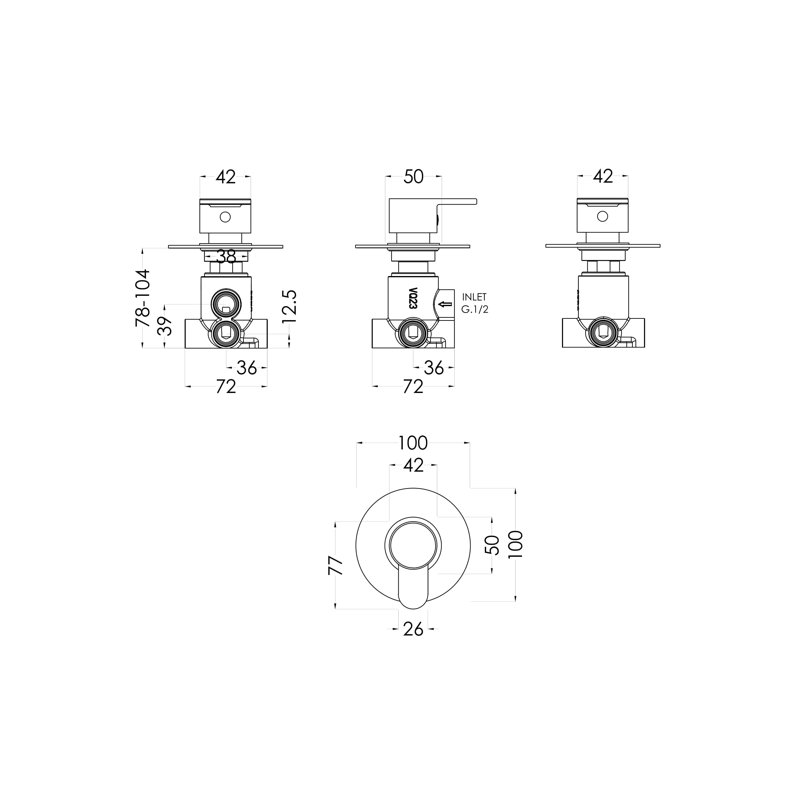 Binsey Single Concealed Diverter Shower Valve