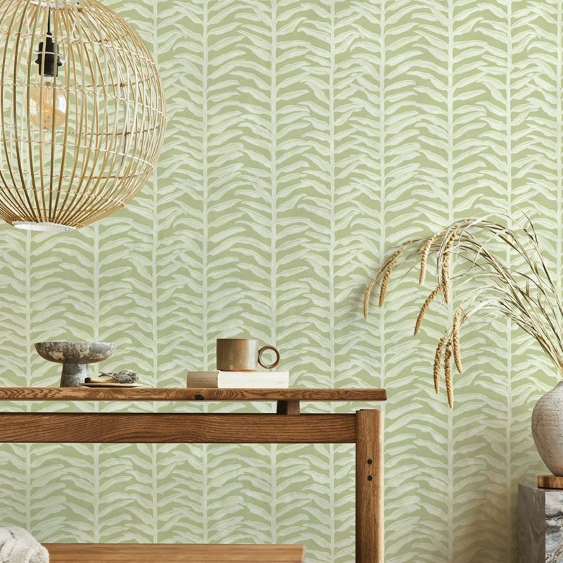 Dagem 16.5' L x 20.5" W Peel and Stick Wallpaper Roll, Matcha Vines