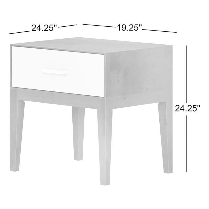 Lauritzen 19.25'' W Solid Wood Nightstand, White/Natural