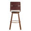 Tabouret de bar industriel rembourré avec structure en métal et dossier en similicuir Lennox