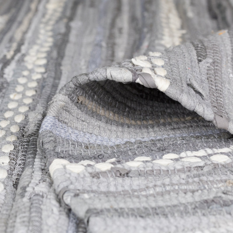 Renova Hand Loomed Cotton Rug, Rectangular 110 x 60cm, Grey/Brown/Blue