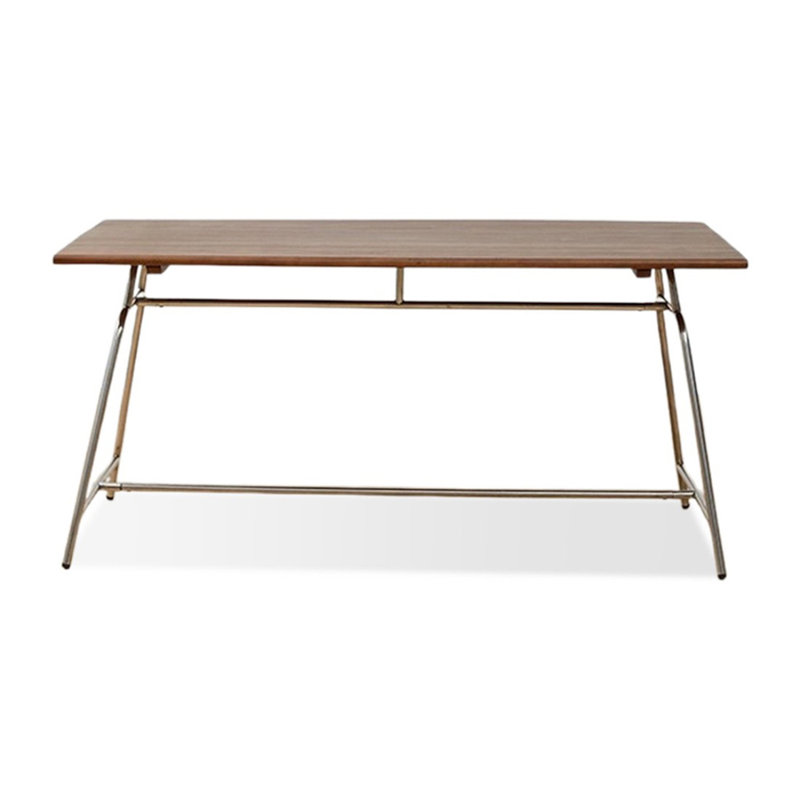 Modern Nut-Brown Rectangular Solid Wood Dining Table