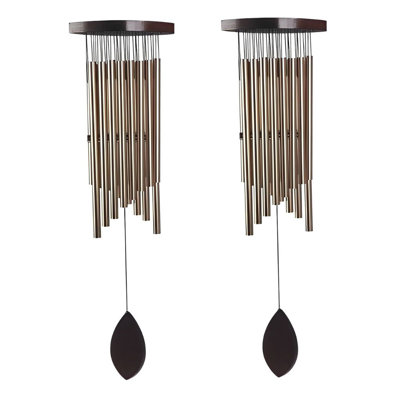 2-PC Gift Set ICE ARMOR 30" Long Silver Wood Top Traditional Wind Chime Figurine Statue Sculpture Ornament Decoration Home/Room/Garden Decor for Housewarming, Holidays, Christmas Special