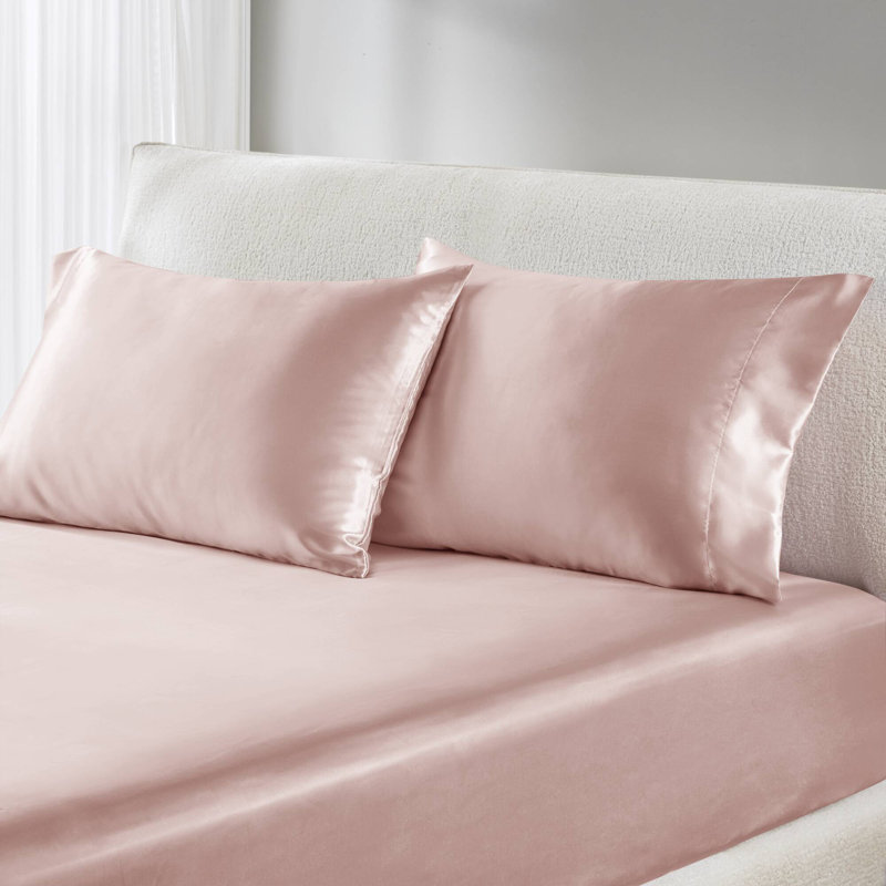 Taies d'oreiller en satin de luxe 2 pièces, Taie d’oreiller standard, Rougir
