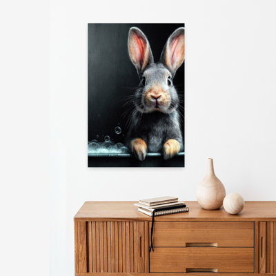 «Rabbit In Bathtube 3», art mural forêt contemporaine