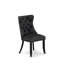Ensemble de salle à manger moderne 5 pièces avec similicuir 4 chaises rembourrées gris foncé, dossier capitonné et table ronde de 48 po au fini noir sablé.-1922024685