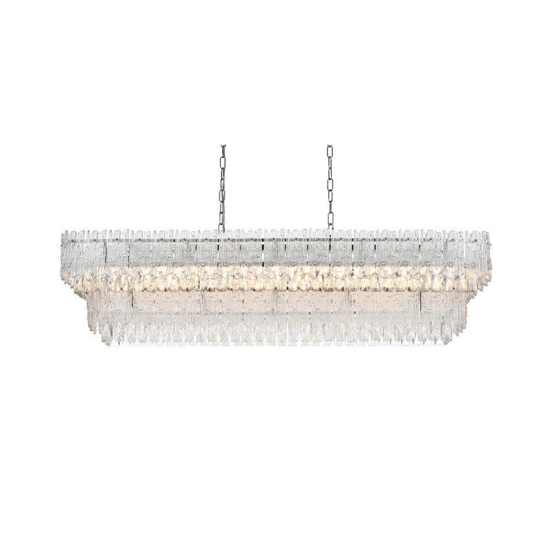  Lustre Aurora, H 12,5 po x l 14 po x P 50 po, 8, Chrome et transparent