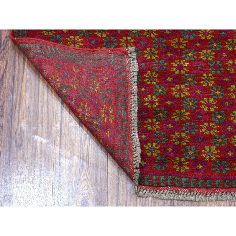 Tapis de zone en laine 3 pi 8 po x 4 pi 7 po one-of-kind-noué la