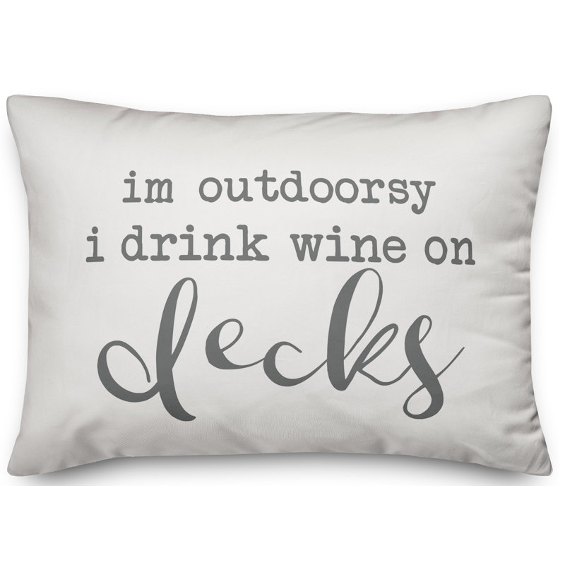 Housse et insert pour coussin d'extérieur Drink Wine on Decks, Blanc / Gris