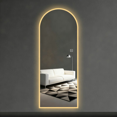 LED Full Length Wall Mirror, Symmetrical Arch Mirror With Dimmable 3 Color Temperature Lighting