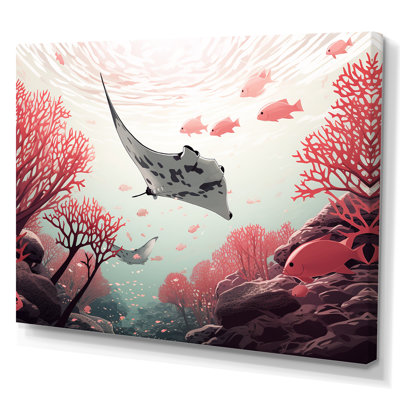 «Monochome Manta Rays Dance I», reproduction d'art sur toile