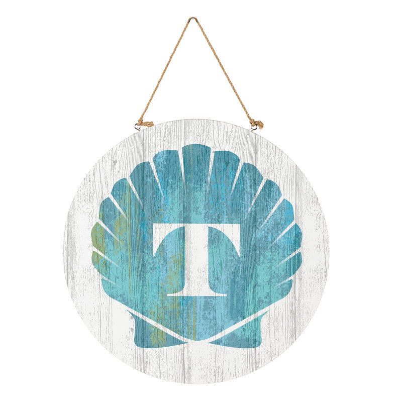 Monogramme de coquille décorative de porte côtière 18 po