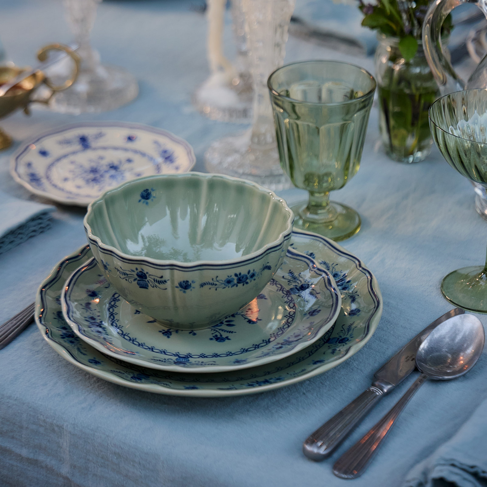 Vila Stoneware Cereal Bowl, Blue/Olive