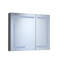 36 po X P 30 H, rectangulaire, aluminium argenté, armoire à pharmacie, miroir, DEL, stations de charge, cadre antirouille, bandes à DEL haute densité, prises de courant, cadre