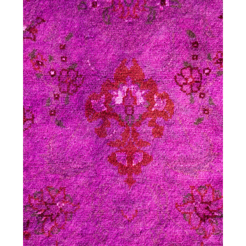 Overdyed Hand-Knotted Wool Modern-Contemporary Purple Area Rug 4' 2" x 6' 3"