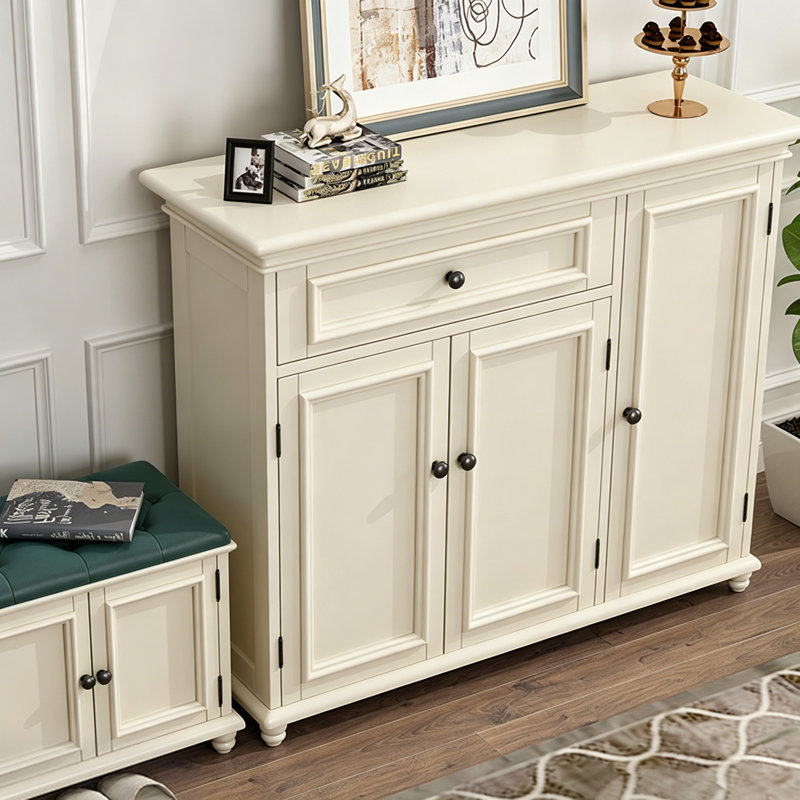 Armoire à chaussures moderne simple en acajou massif avec tiroir simple, H 44,09 po x l 49,21 po x P 14,96 po