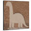 Très grande reproduction d'art sur tissu - Dinosaure mignon dans des tons neutres de terre pour le salon ou la chambre à coucher - «Assemblage requis du cadre (cadre non fini)»-129758611