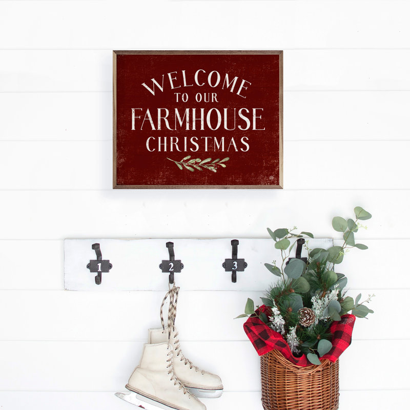 Welcome To Our Farmhouse Christmas Greenery - rouge, H 24 po x l 30 po x P 1 po, Rouge / blanc