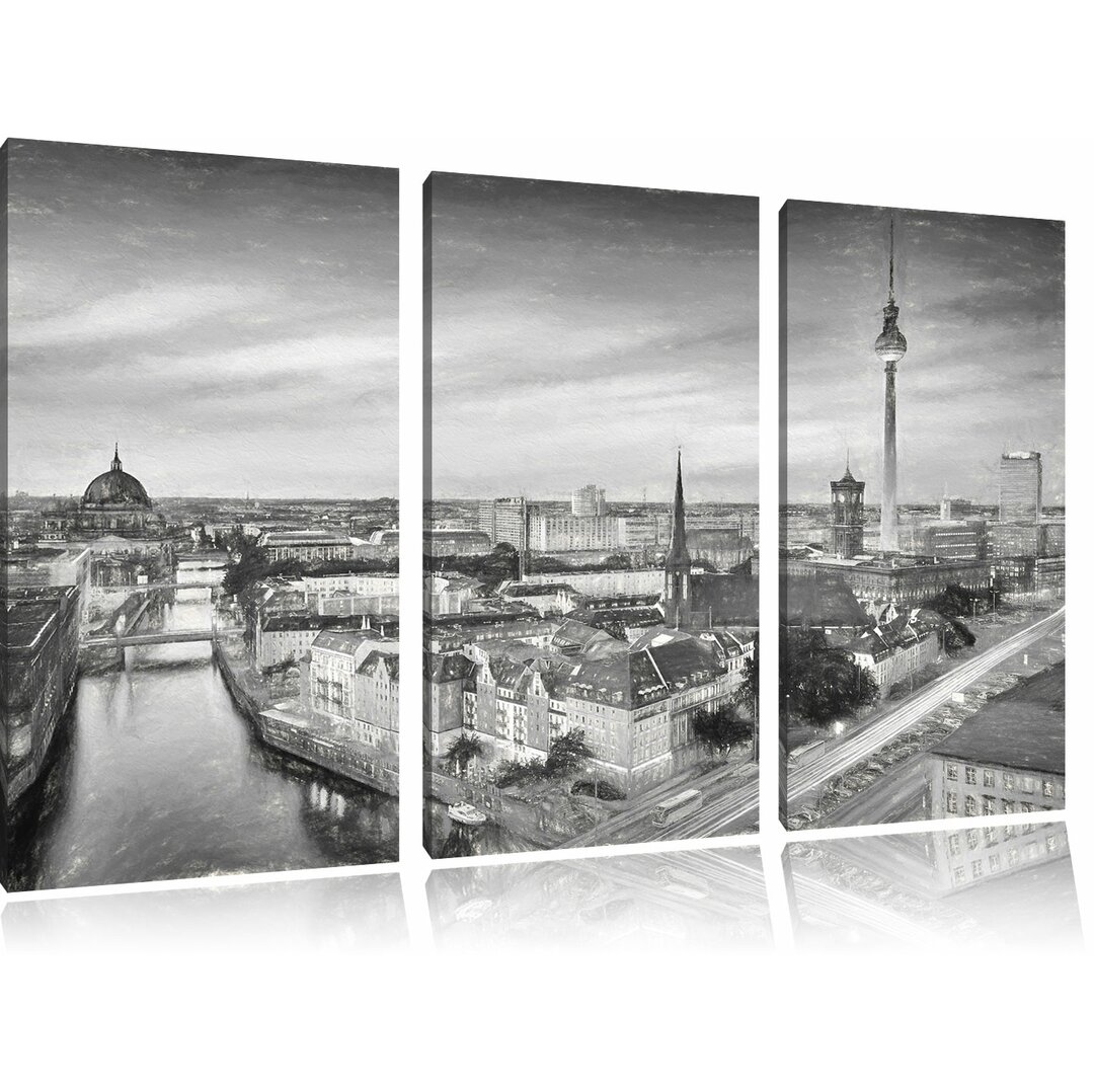 3-tlg. Leinwandbild-Set „Berlin City Panorama“, Kunstdruck