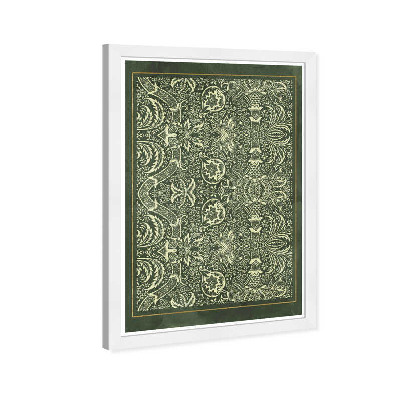 «Abstract Folk», affiche traditionnelle sur papier vert, Blanc