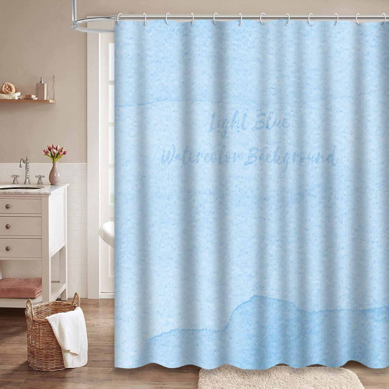 Rideau de douche bleu clair avec 12 crochets, L 72 po x l 84 po