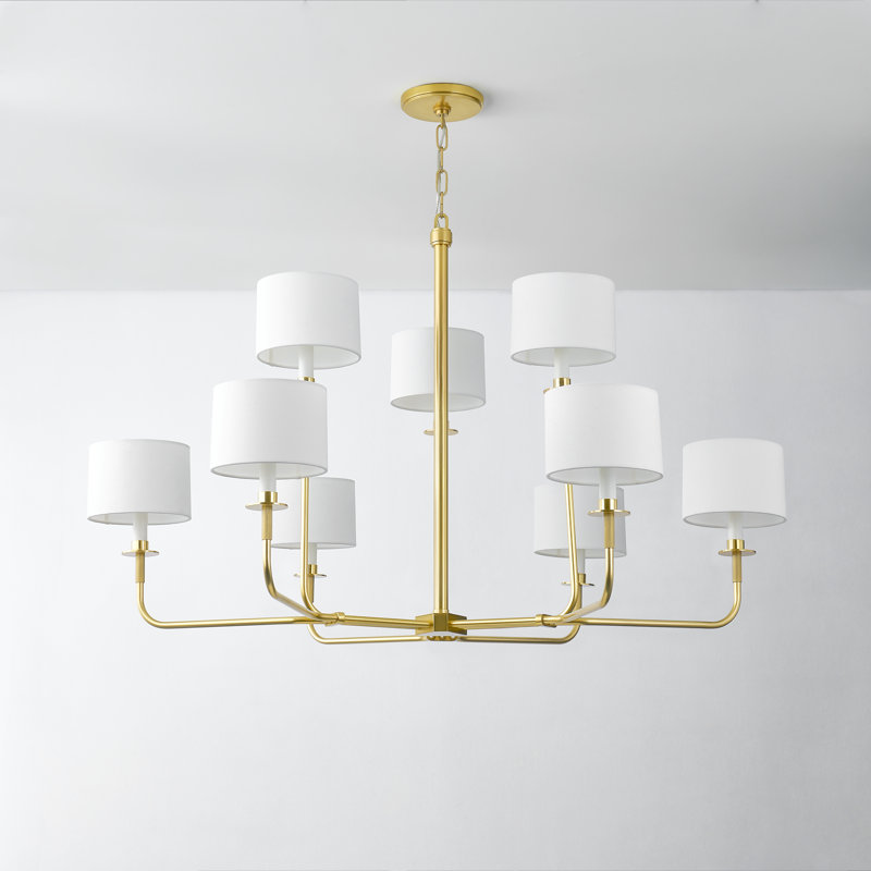Paramus 8 Light Chandelier, Antique Brass