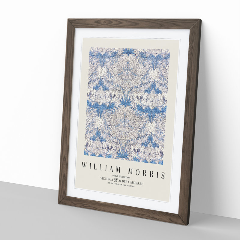 Honeysuckle Vol.1 by William Morris - Picture Frame Painting, Walnut Framed, 65cm H x 48cm W x 2cm D