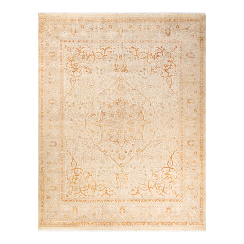 Keenan One-of-a-Kind Hand-Knotted Area Rug - Ivory/Gold, 8' x 10'5"