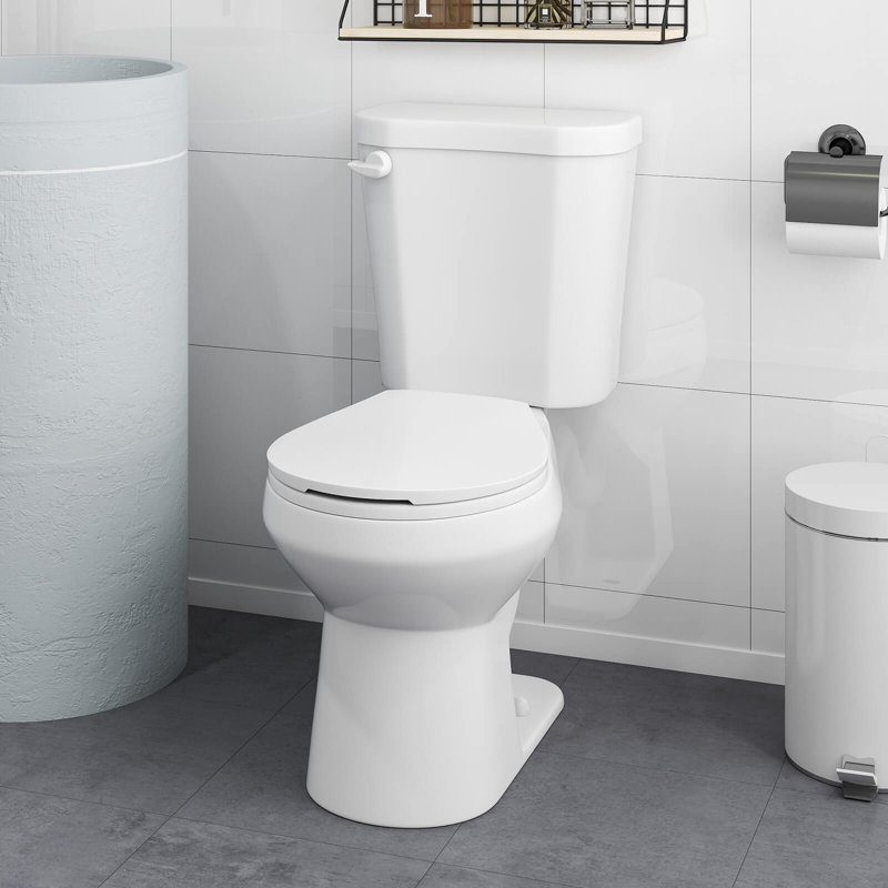 Two-Piece Round Toilet Standard Toilet with 17.5" ADA Comfort Chair Height Seat
