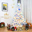 Arbre de Noël artificiel à charnière blanc 7,5 pi, pin en PVC non éclairé avec 1346 pointes et base en métal-1509779621