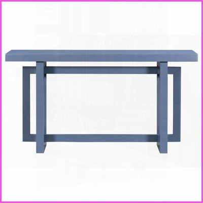 U_STYLE Table basse en placage de pin 59,1 po avec pieds en pin massif, pieds réglables pour le vestibule du salon