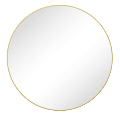 Wall Mounted 42 Inch Gold Mirror, Metal Framed Bathroom, Living Room, Bedroom Dressing Vanity Mirror 42" Round For Bathroom Decoration