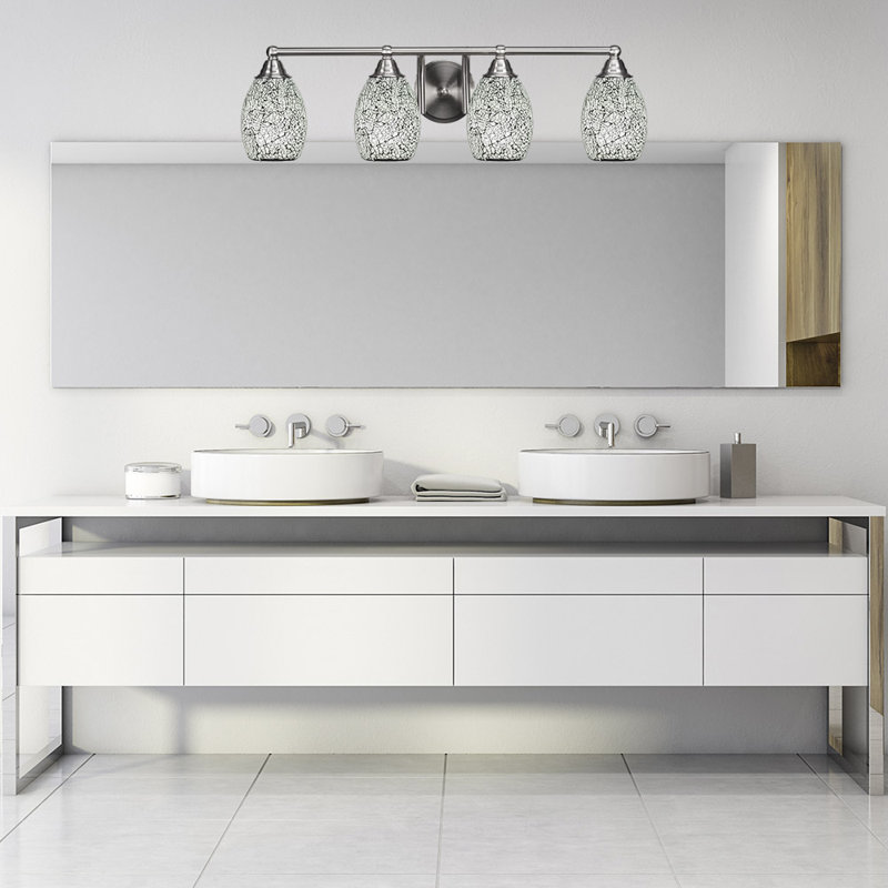 Barre d'éclairage de salle de bain 4 lumières Michell, Nickel brossé