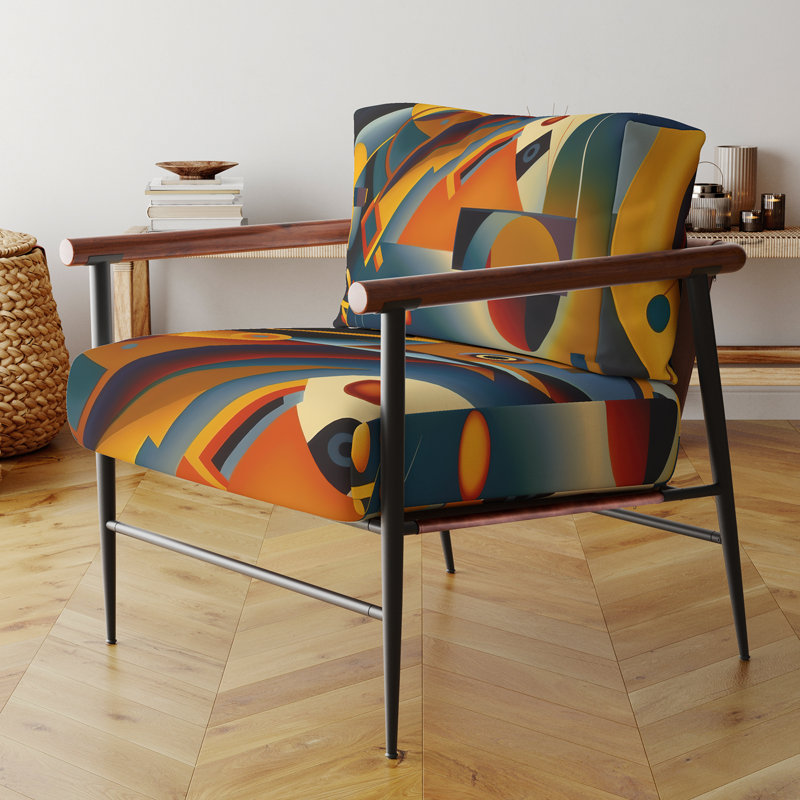 Daddario - Fauteuil rembourré à motif géométrique abstrait, Noir, noir, noir, noir