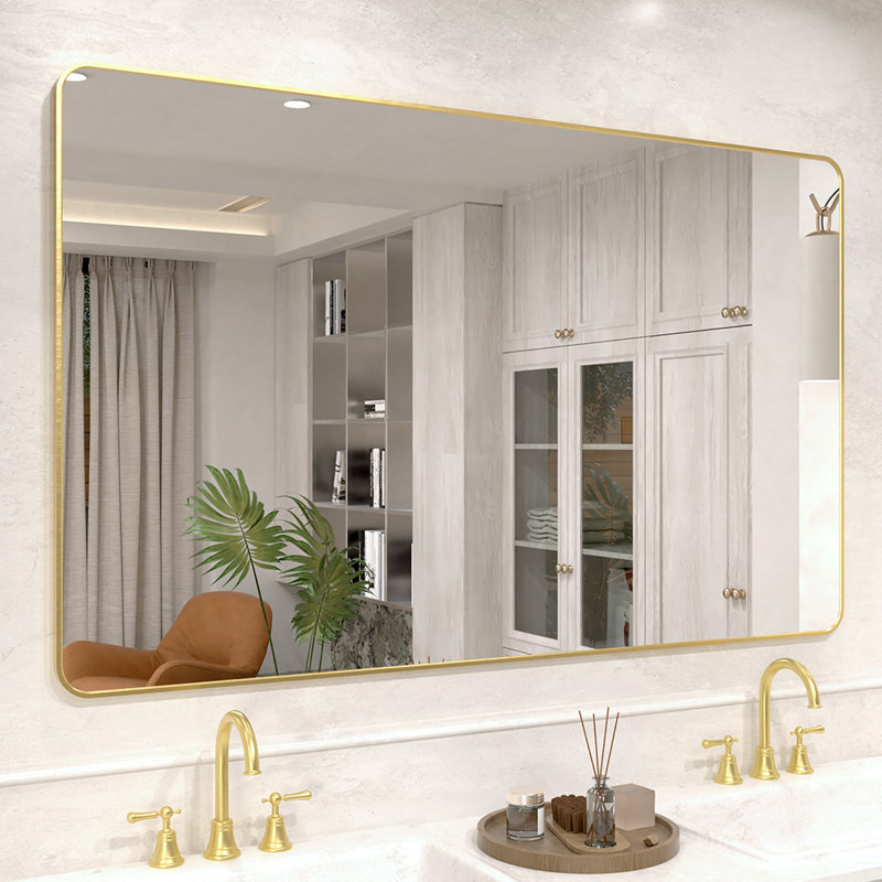 Miroir de salle de bain mural rectangulaire en or brossé l 60 po x H 36 po Vista, 36 po x 60 po, Or brossé
